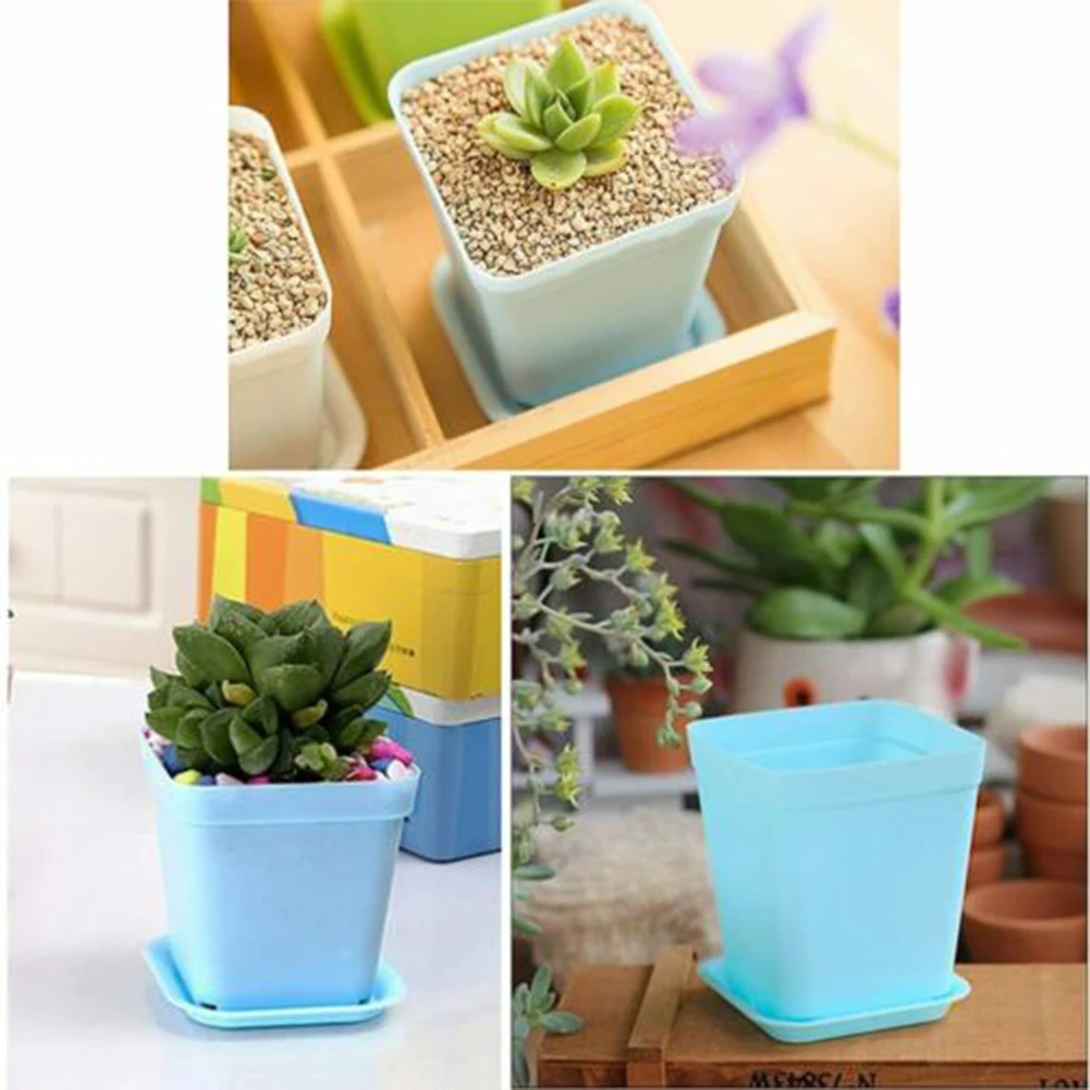 

Garden Pots And Plants Supplies Flower Colorful Multi Square Nursery Plastic Resin With Nursery Small Hole Ventilate Drain Trays