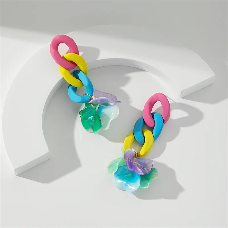 

New Color Earrings DIY Jewelry Personality Candy Color Geometric Petals Handmade Tassel Earrings Gift Jewelry