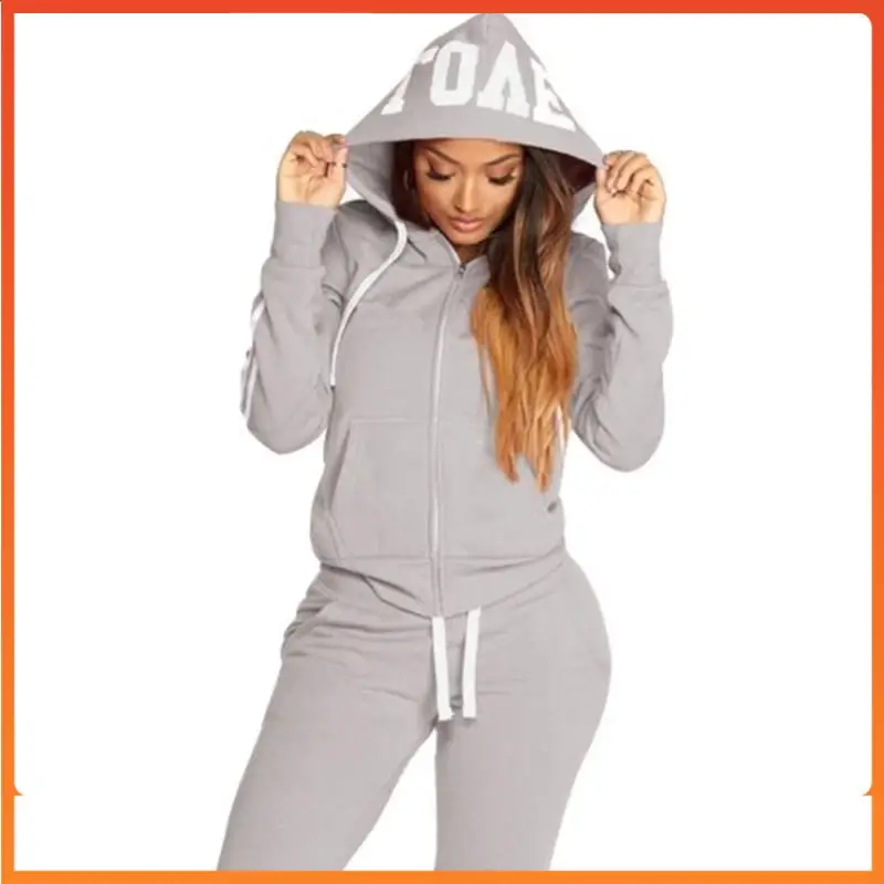 

Весенний спортивный костюм для женщин, комплект из 2 предметов, толстовка с принтом + штаны, спортивная одежда, женский спортивный костюм, то...