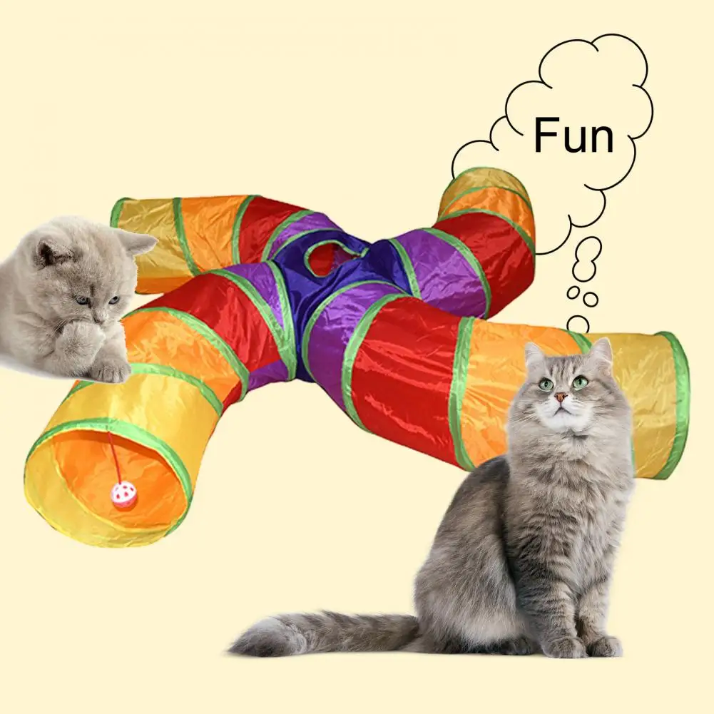

Foldable Cat Tunnel Pet Tube Toy S-Shaped 4Ways with Ball Exercising Hiding Training Indoor Outdoor Animal Play Tunnel Tubes Toy