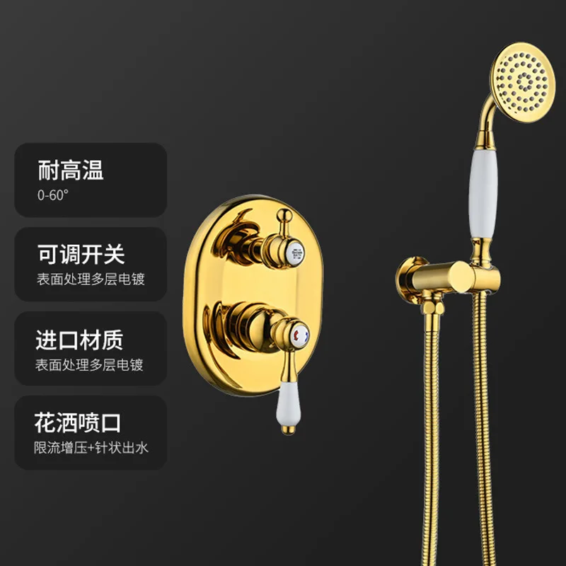 Античная латунь настенный смеситель для ванны и душа Chuveiro Banheiro с двойной круглой