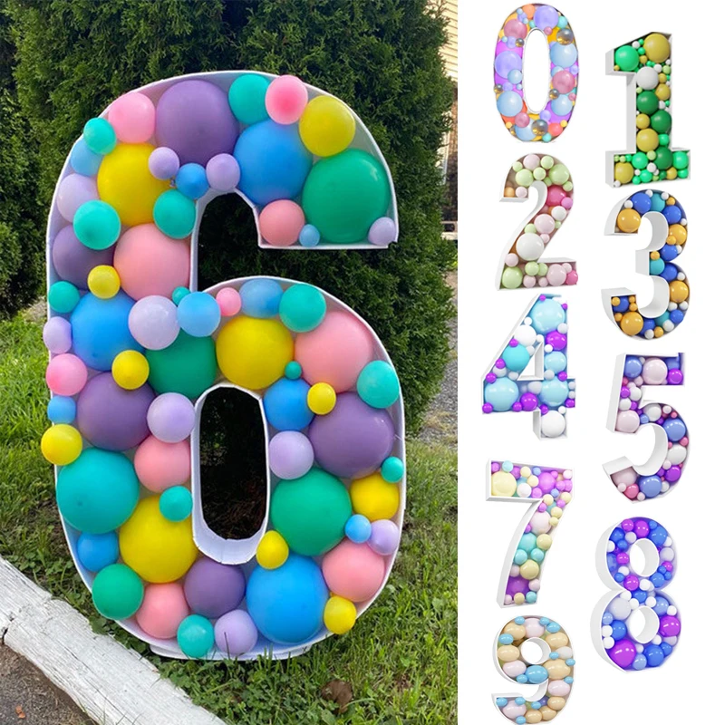 DIY 73cm Big Number 1 2 3 Balloon Filling Box Balloon Stand Jungle/Birthday Party Decoration Baby Shower Party Number Box Decor