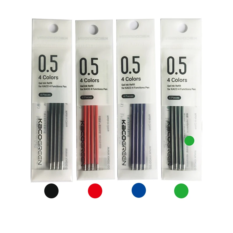 

Гелевые ручки KACO 4 в 1 0,5 мм черные, синие, красные
