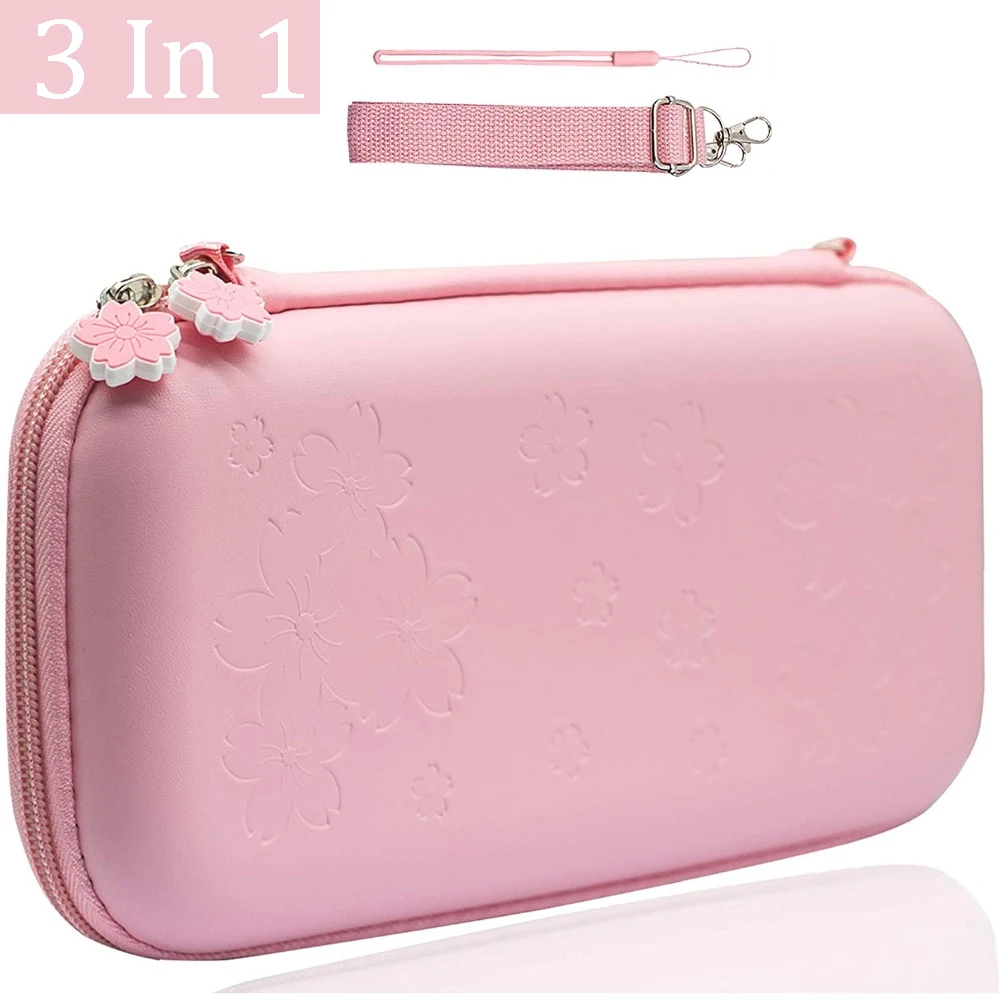 

NS Pink Sakura Flower Skin Shell Carry Bag Switch OLED PU Waterproof Pouch Case Storage Cover Box for Nintendo Switch Console