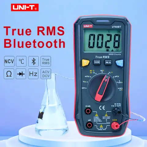 Цифровой умный мультиметр UNI-T UT60BT, 1000 В, Вольтметр постоянного и переменного тока, амперметр, измеритель частоты, тестер температуры конденс...
