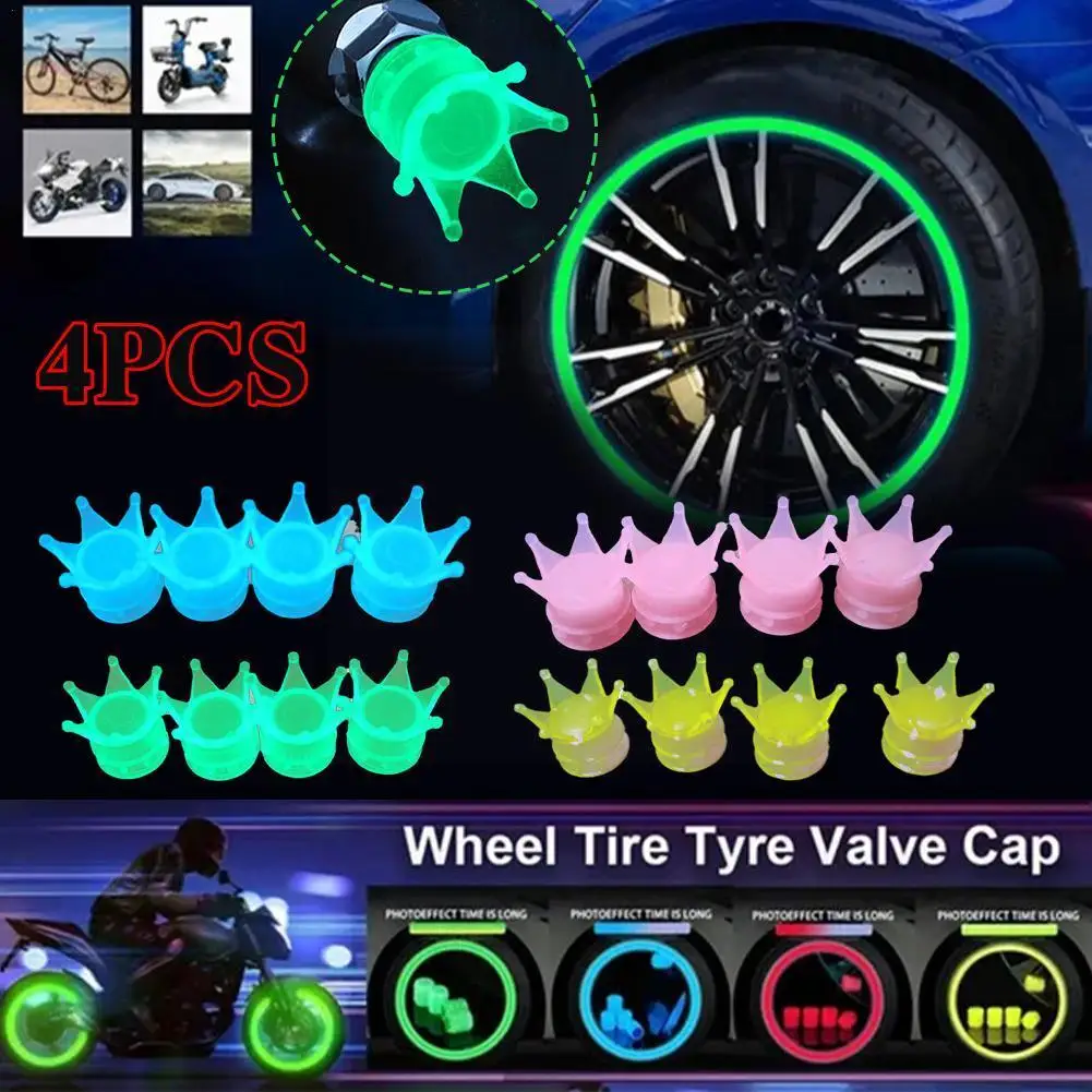 

4 шт. светящиеся колпачки для клапанов колес, крышка короны, Форма стержня, колпачки для клапанов грузовиков, автомобилей, Алмазный чехол для...