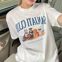 new summer streetwear women t shirt funny puppy print loose casual blouses female tide brand couple cotton short sleeve blusas t