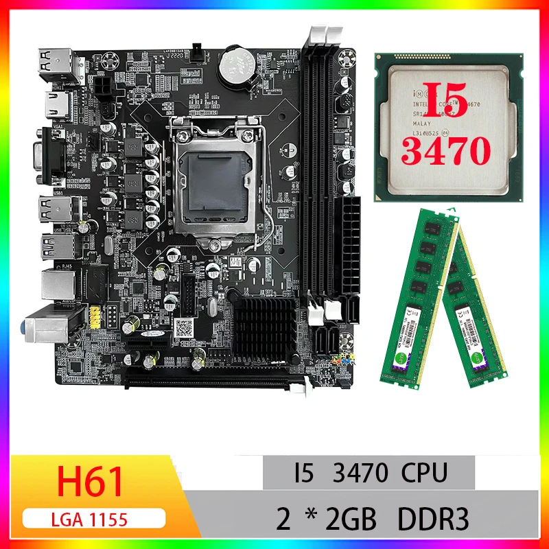 

H61 Motherboard cpu combo kit I5 3470 pc gamer lga 1155 motherboards for pc gaming cpu DDR3 ram combo mini itx Motherboard kit