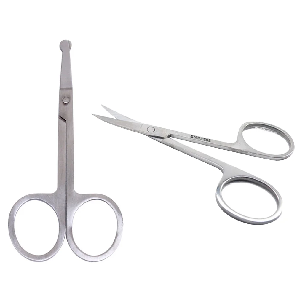 

Scissors Nose Hair Trimmer Trimming Mustachefor Beard Salon Nasalcurved Men Trimmers Haircut Facial Groomingvibrissa Eyelashes