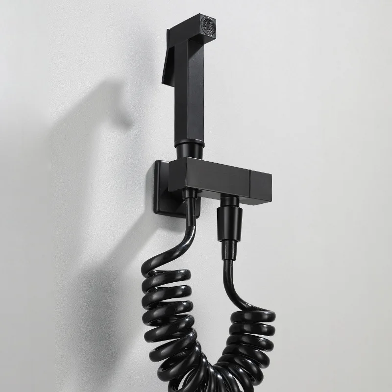 

1Set Black Handheld Bidet Toilet Sprayer Solid Brass Single Cold Water Corner Valve Bidet Faucets Hand Shower Head Tap Crane