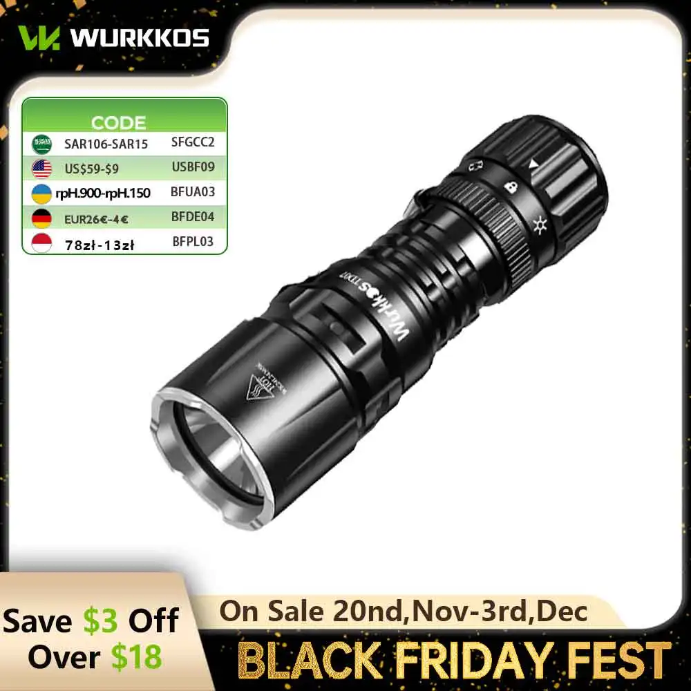 

Wurkkos TD07 тактический фонарик 1300 люмен