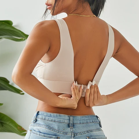 New Women's Bras Seamless Bras For Women Sexy Lingerie Deep V Backless Bralette Intimates Push Up Bra Back Closure Brassiere