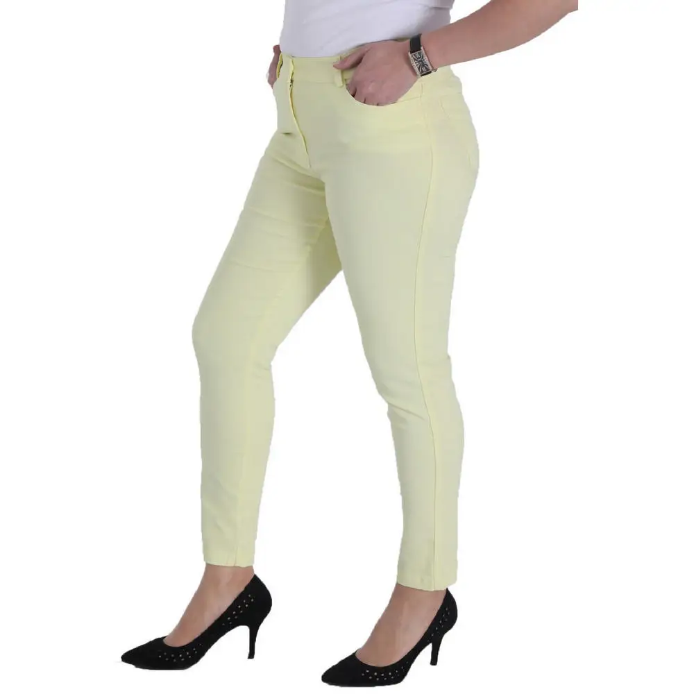Fecru women large size pants Lm62030 linen Normal waist straight hem zipper closure button button powder stone blue ecru gray yellow navy blue