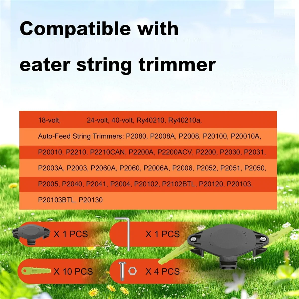Пластиковая Головка триммера для триммеров Ryobi 18 В 24 и 40 в RY40210 RY40210A с 10 лезвиями