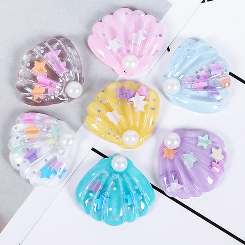 

10pcs Kawaii Diy Resin Mini Shell Series Flatback Scrapbook Craft Supplies Miniature Charm Flat Back Embellishments Accessories