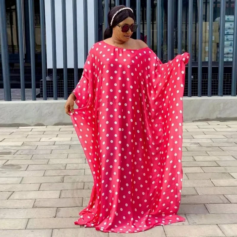 

Dashiki African Dresses For Women Printed Polka Dots Summer Dress Plus Size Boubou Holiday Casual Outfits Ankara Clothing