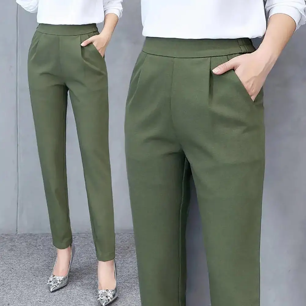 

Stylish Business Trousers Perfect Fitting Solid Color Ninth Pants Elegant Comfortable Work Pants for Travel