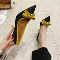 fxycmmcq temperament high heels womens 2020 spring autumn and winter new wild sweet bow woven pointed stiletto 8820 1