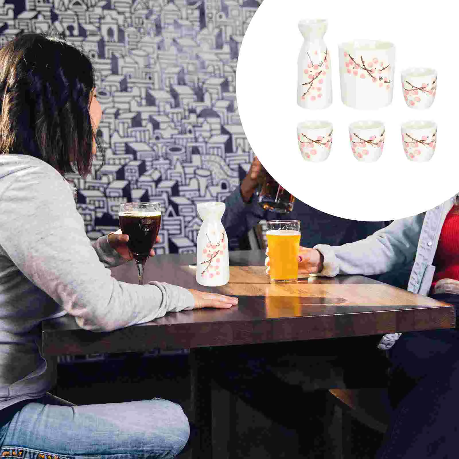 

Керамический чайник сакэ в японском стиле для сакэ, 1 набор