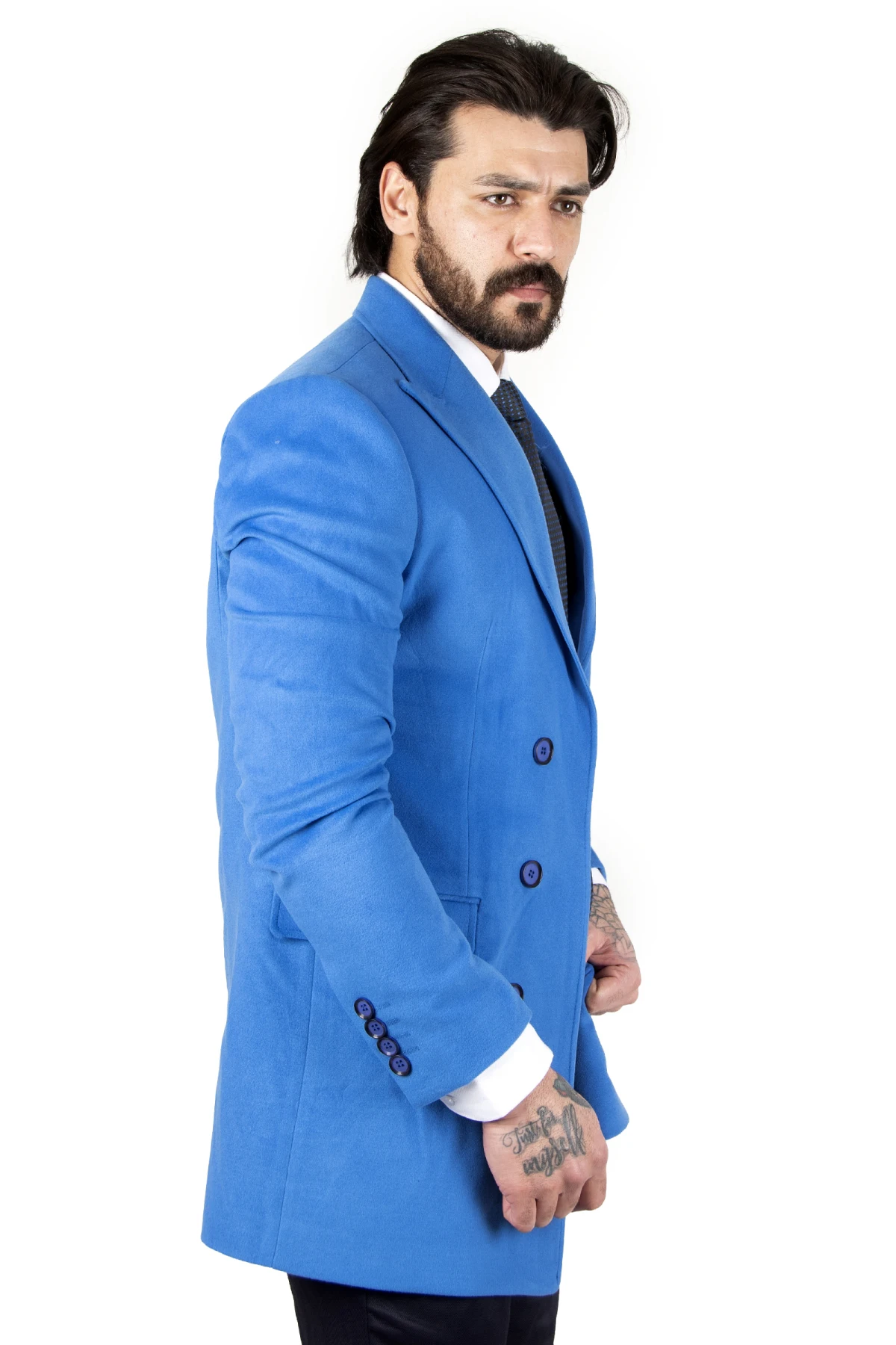 DeepSEA Wide Collar Narrow Cut Double Breasted Coat 2207240