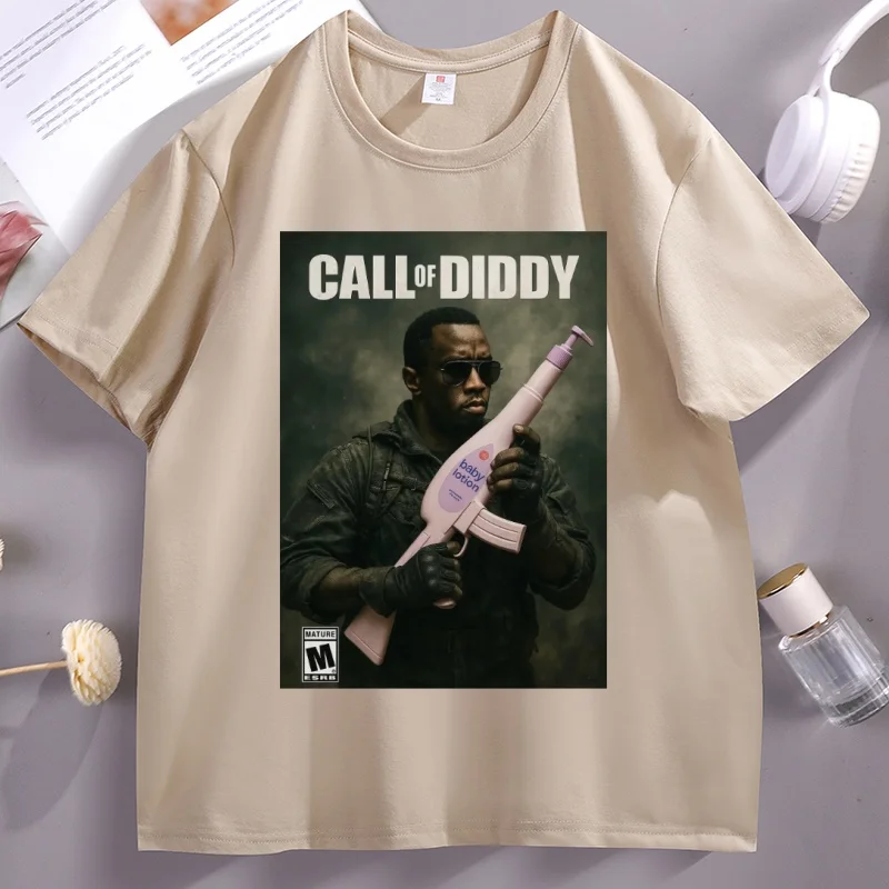 Фото Футболка Call of Diddy для мужчин и женщин, футболка с графическим принтом по мотивам видеоигр, повседневная хлопковая футболка с круглым вырезом и короткими рукавами, уличная одежда №1