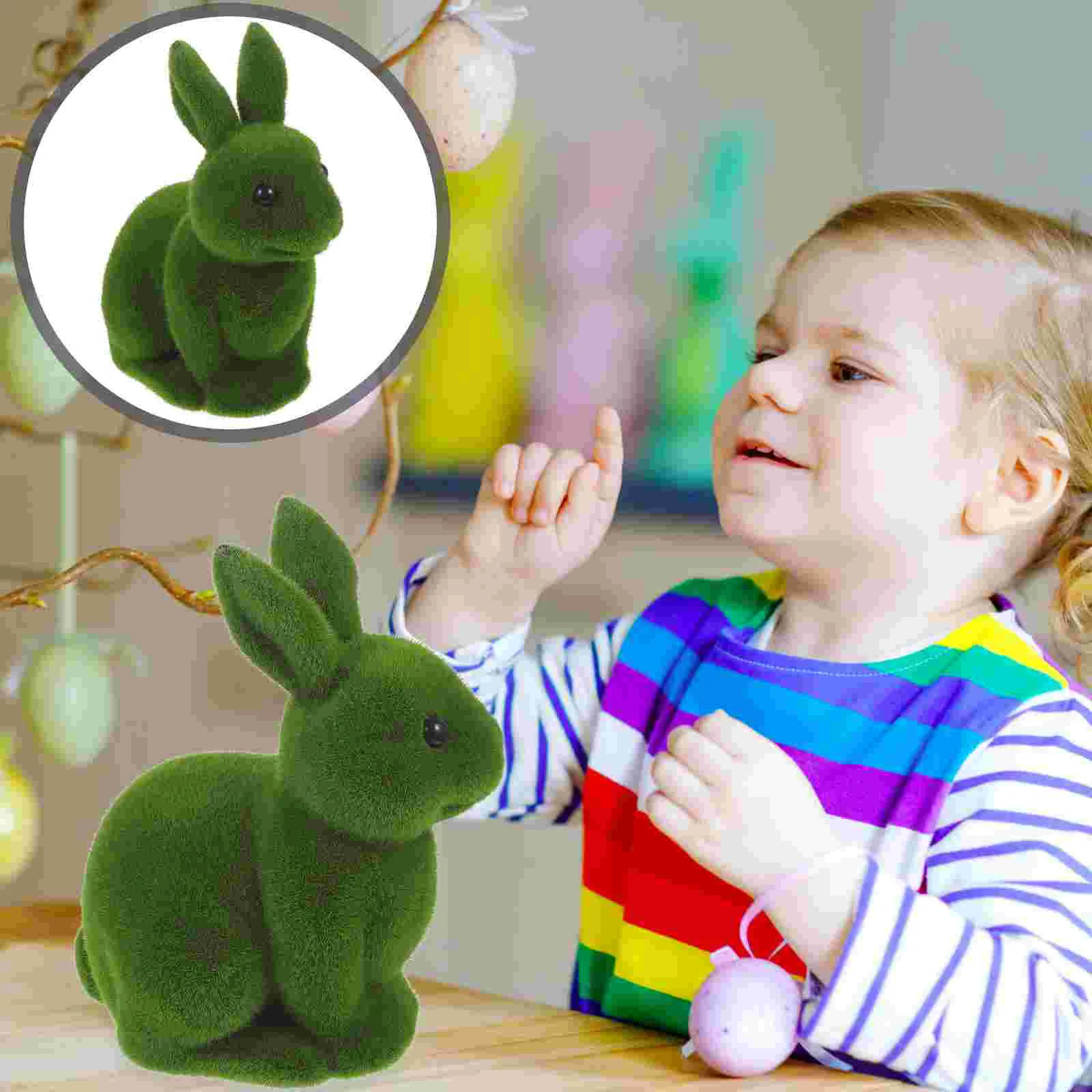 

Moss Easter Bunny Children Toddler Kids Party Supplies Gifts Flocked Moss Rabbit