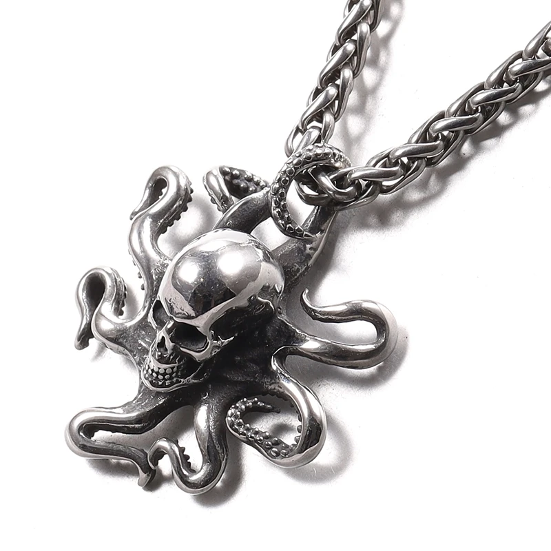 

Octopus Men's Necklace with Punk Titanium Steel Pendant Chain for Men Jewelry Trendy Rock Long Hip Hop Men Necklace