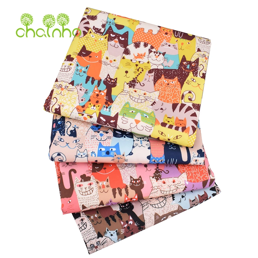 

Водонепроницаемая ткань Chainho с цифровой печатью, материал «сделай сам» для квилтинга и шитья, серия мультяшных кошек, для чемоданов, сумок, скатертей