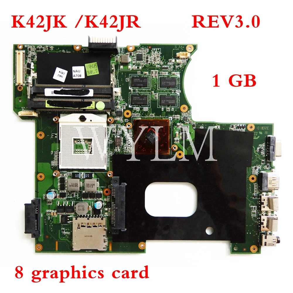 

K42JK 8 graphics card 1GB mainboard REV3.0 For ASUS A42J X42J K42J K42JR K42JK Laptop motherboard Tested Working free shipping