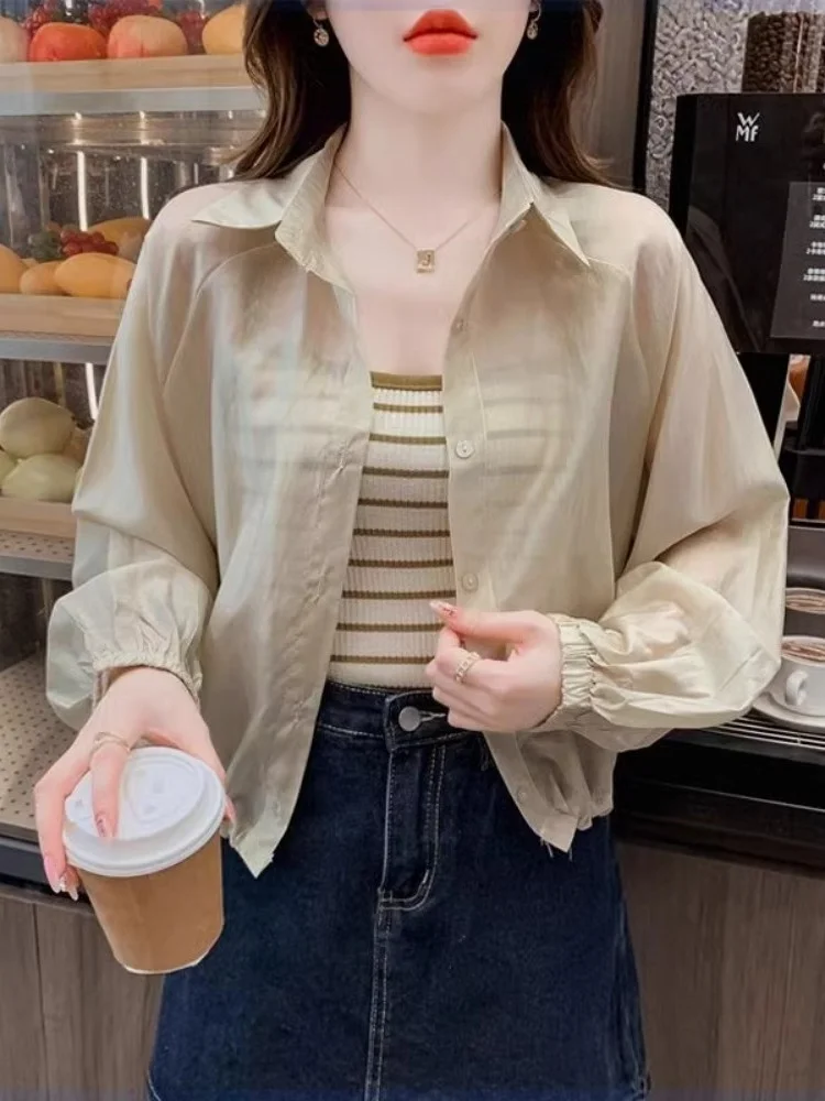 Рубашки для защиты от солнца во французском стиле верхняя одежда Женский Летний