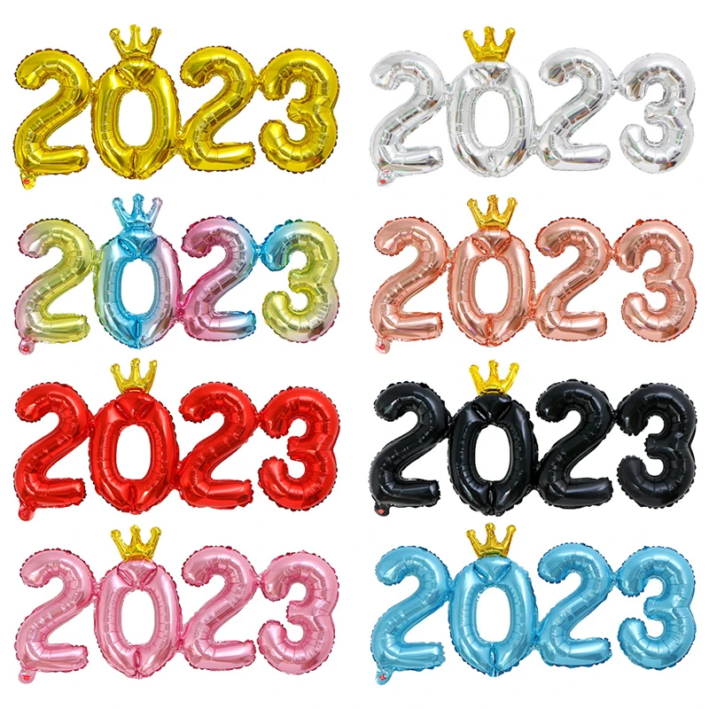 

150Sets 2023 Crown Digital Balloon Set Foil Number Graduation Decorations New Year Anniversary Wedding Festival Party Supplies