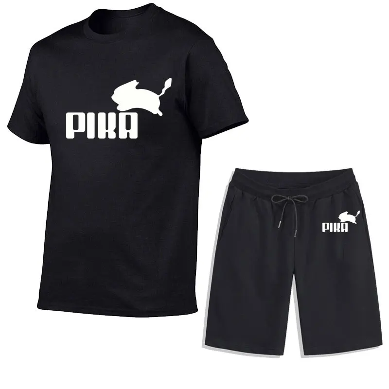 

New Men Cotton T shirt Shorts Set 2023 Summer Tracksuits 2 Piece Set Solid Color Casual Fashion Tshirts Set Man Outfits Clothing