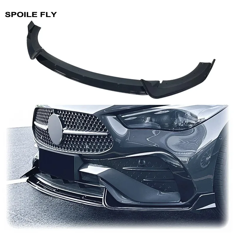 Фото Для Mercedes-Benz CLE Coupe C236 CLE260 CLE53 2024-2026 AMG: глянцевый черный сплиттер-диффузор переднего бампера №2