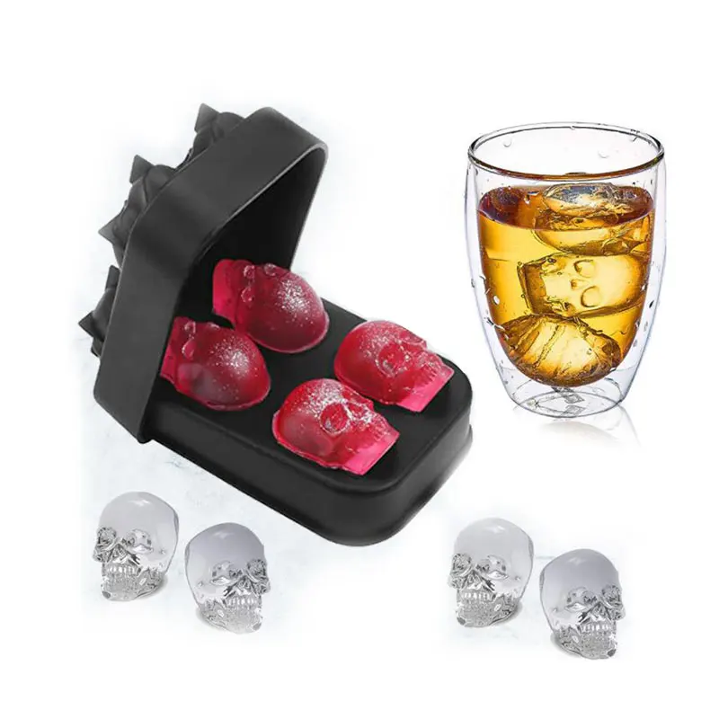 

Ice Cube Tray Silicone Ice Tray Mold with4 Ice Trays Ice Cream Maker DIY Ice Maker Household Use Cool Whiskey Wine Kitchen Tools