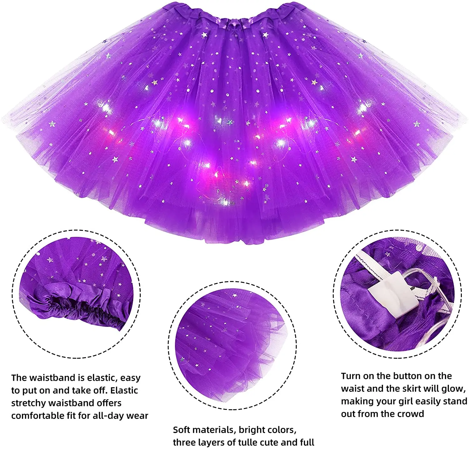 Светящаяся неоновая юбка-пачка с подсветильник кой фатиновая балетная юбка