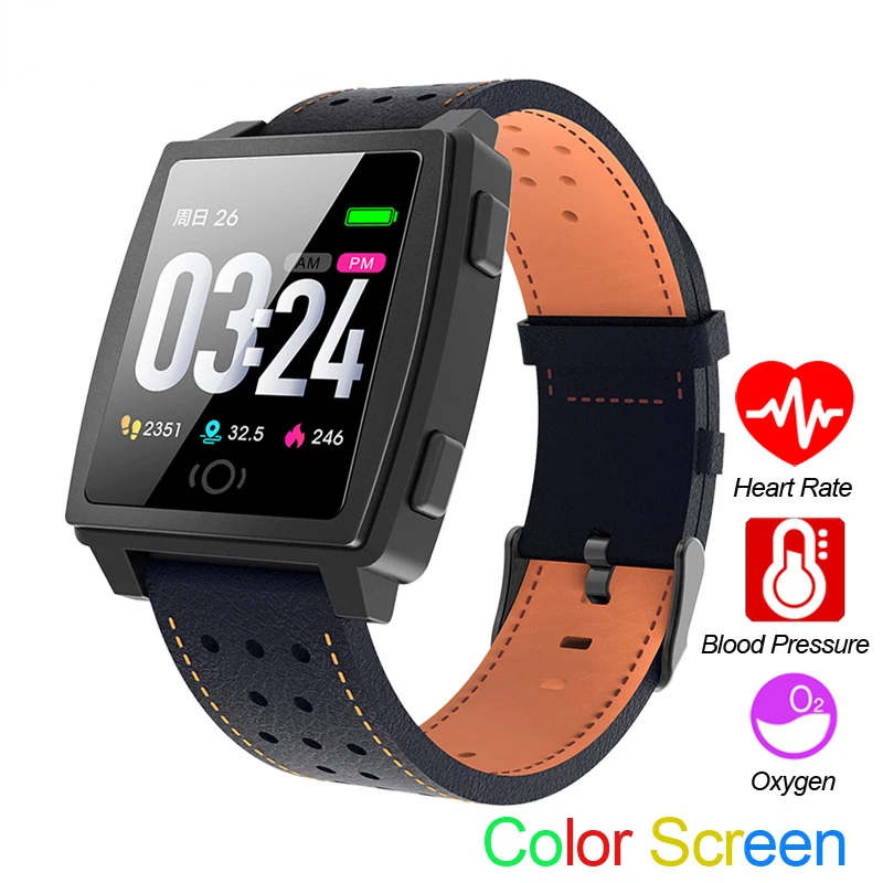 

Smart Watch CK22 Android IOS Sports Bracelet Heart Rate Blood Pressure Fitness Tracker Color Activity Call Message Leather Band