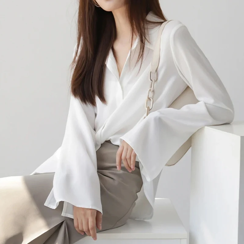 Блузка PLAZSON Женская с длинным рукавом модный топ во французском стиле однотонная