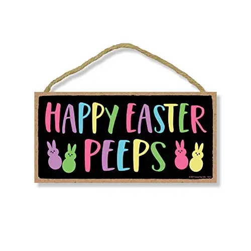 

Honey Dew Gifts, Happy Easter Peeps Wall Decor, Bunny Door Sign, Spring Easter Decorative Wood Sign, Rabbit Themed Decor,