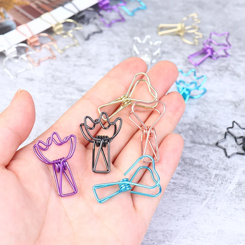 

6Pcs/Set Hollowed Out Design Metal Binder Clip Long Tail Clips Office Hand Book Folder Paper Organizer Stationery Clip
