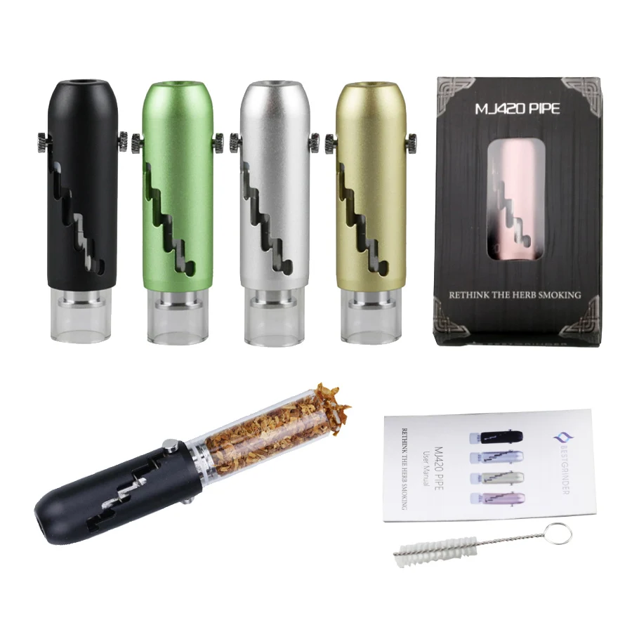 

Metal Shell Dry-Burning Pipe Glass Material Spiral Pipe Flue-Curing Device Mini Cigarette Dry Tobacco Smoke Smoking Accessories