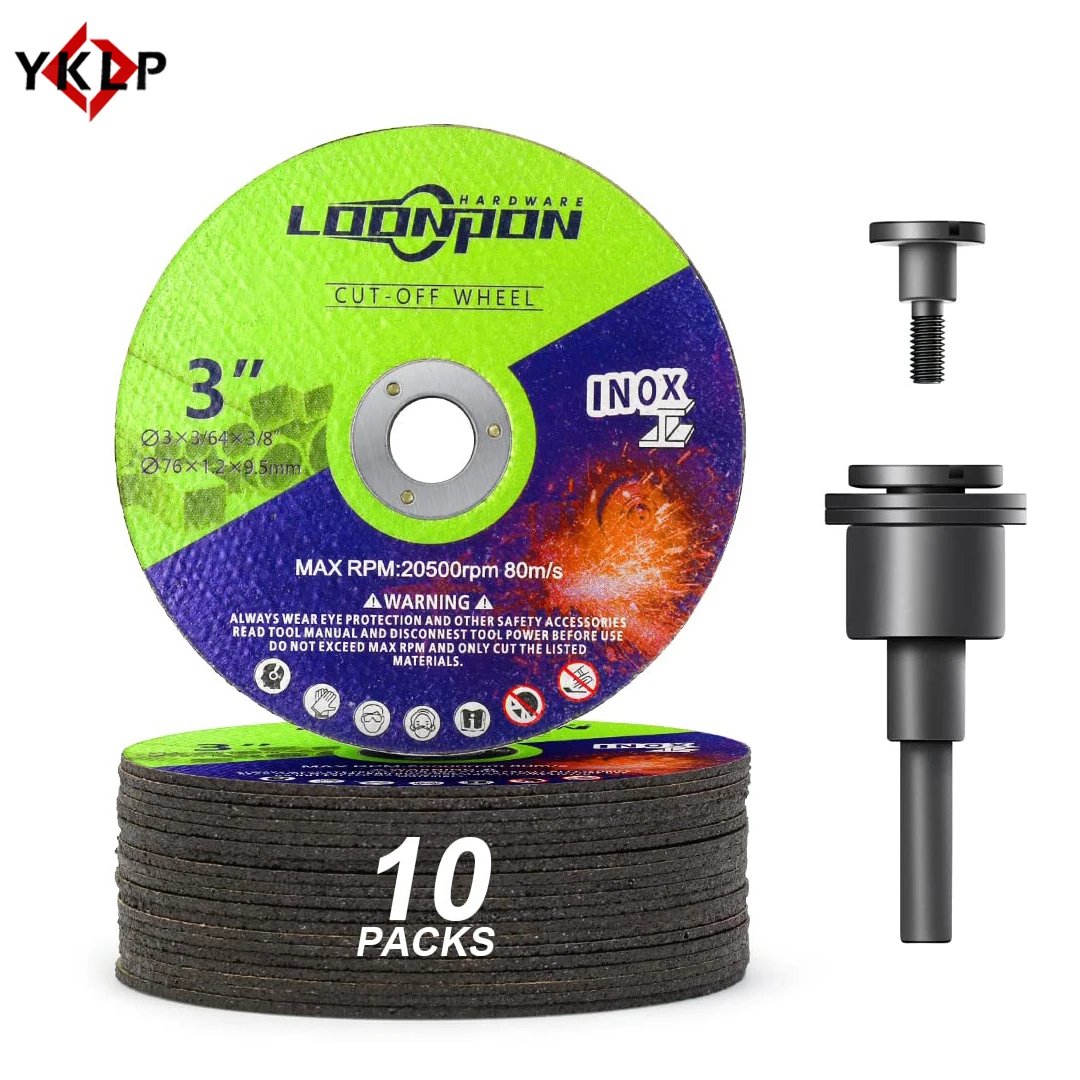 YKLP 3 Inch Cut Off Wheels With Mandrel Metal Cutting Disc Multilayer 10/20pcs Resin Grinding Wheel Disc For Die Grinder
