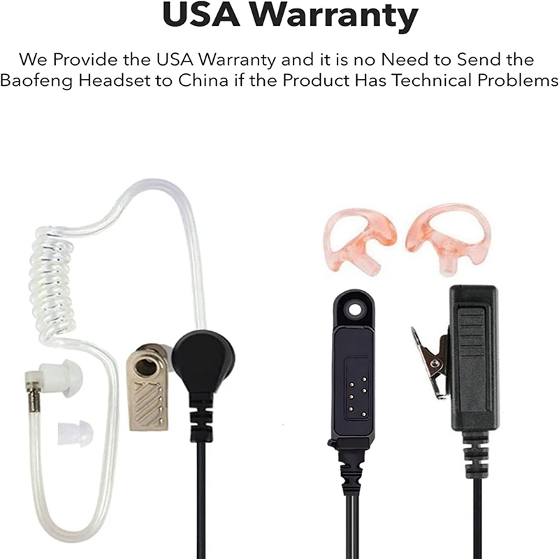 RISENKE Headset Compatible with Baofeng UV9R Plus,BF9700,A58,UV-XR,UV5S,GT3 WP,Earpiece with Mic Acoustic Tube for Two Way Radio