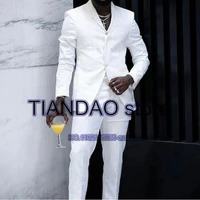 white suit for men summer wedding groom tuxedo casual blazer pants 2 piece formal slim fit jacket terno masculino