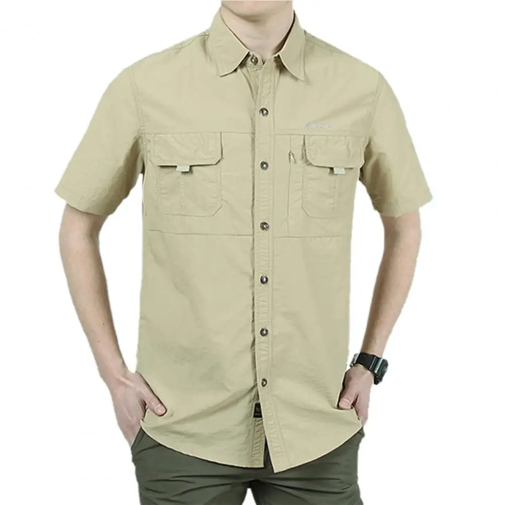 

Spring Shirt Pockets Work Shirt Turn-down Collar Sun Protection Outdoor Shirt