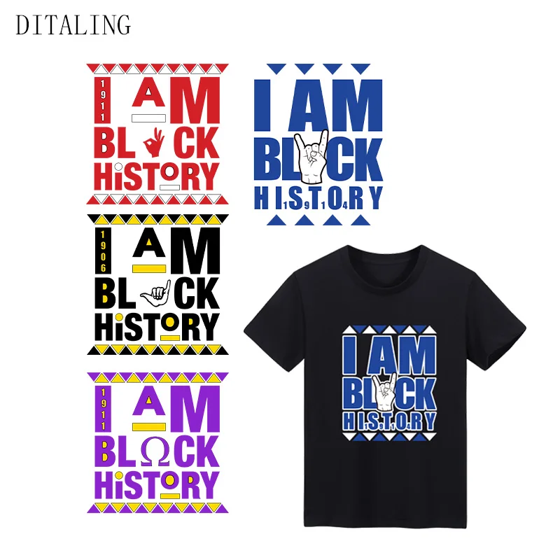 Нашивка I Am Black History для одежды сделай сам моющаяся черная футболка женщин и мужчин