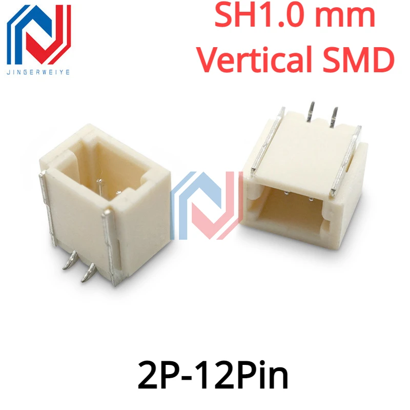 

20Pcs/lot SH1.0 mm Vertical SMD 1.0mm Spacing Connector 2P/3P/4P/5P/6P/7P/8p-12p Vertical Sticker Socket Terminal connector