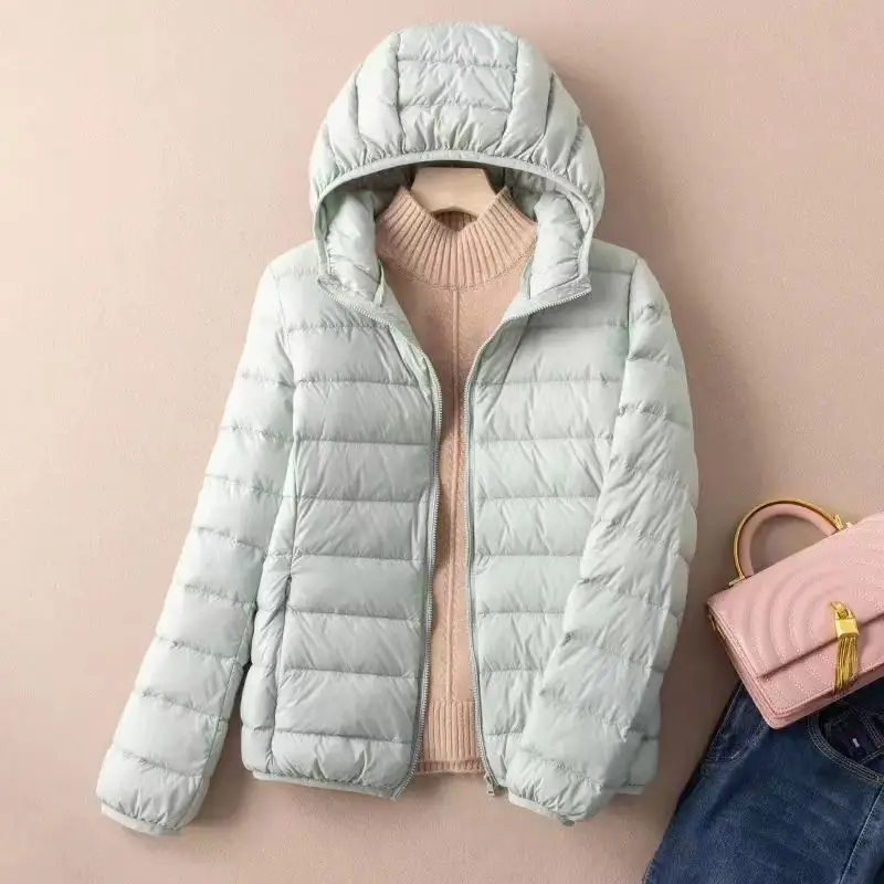 Women Autumn Down Jacket 2023 New Arrivals 90% White Duck Down Ultra Light Fashion Hooded Keep Warm Puffer Jacket