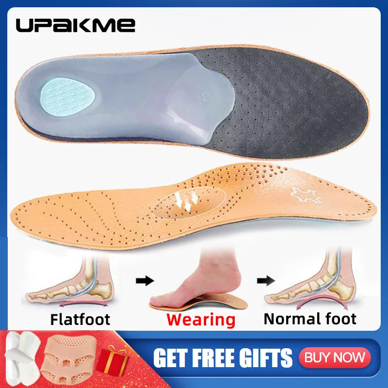 

UPAKME Orthopedic Insoles Leather Orthotics Insoles Flat Foot Health Sole Pad for Shoe Insert Arch Support for Plantar Fasciitis