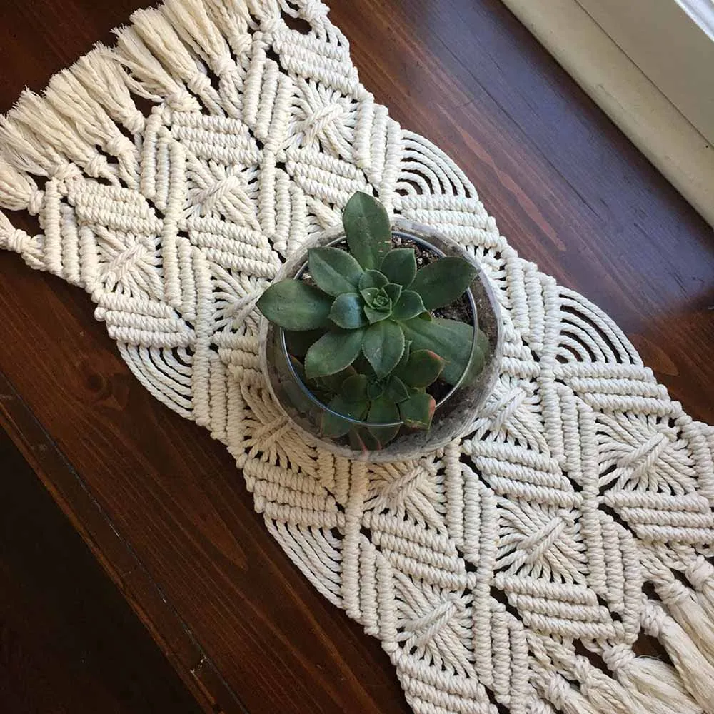 

Place Mats Macrame Handmade cotton rope Placemats With Fringes Woven Placemats Dining Table Decor Boho Table Mats