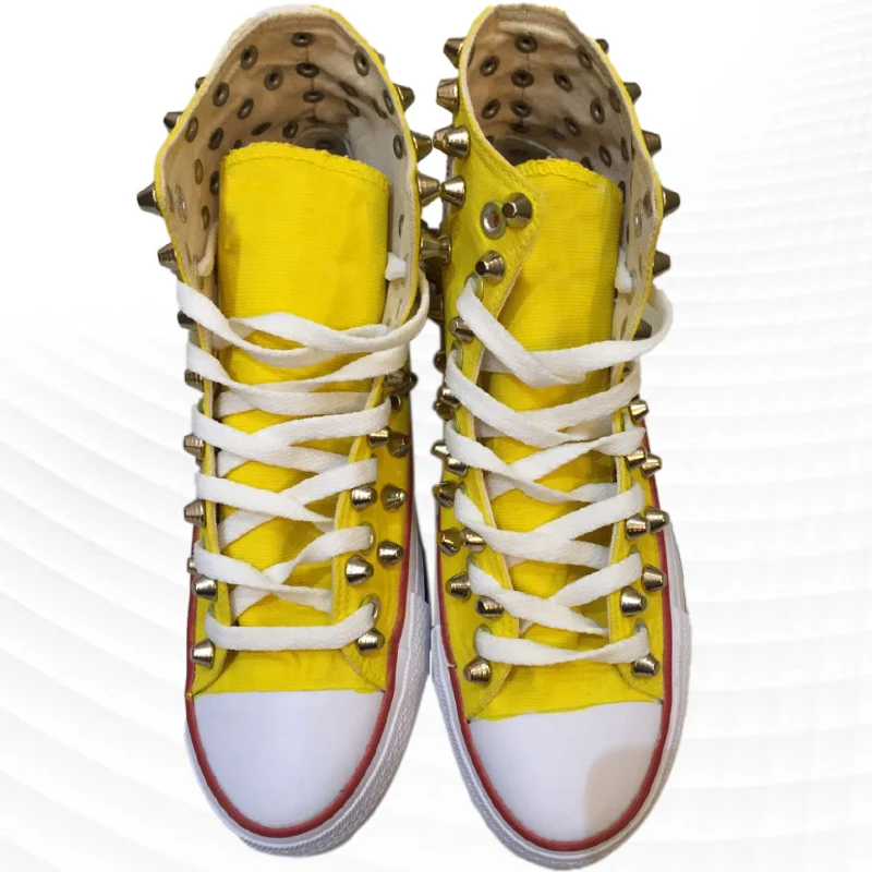 

Classic rivet custom high-top canvas shoes hip-hop fried hip-hop casual board shoes 35-41